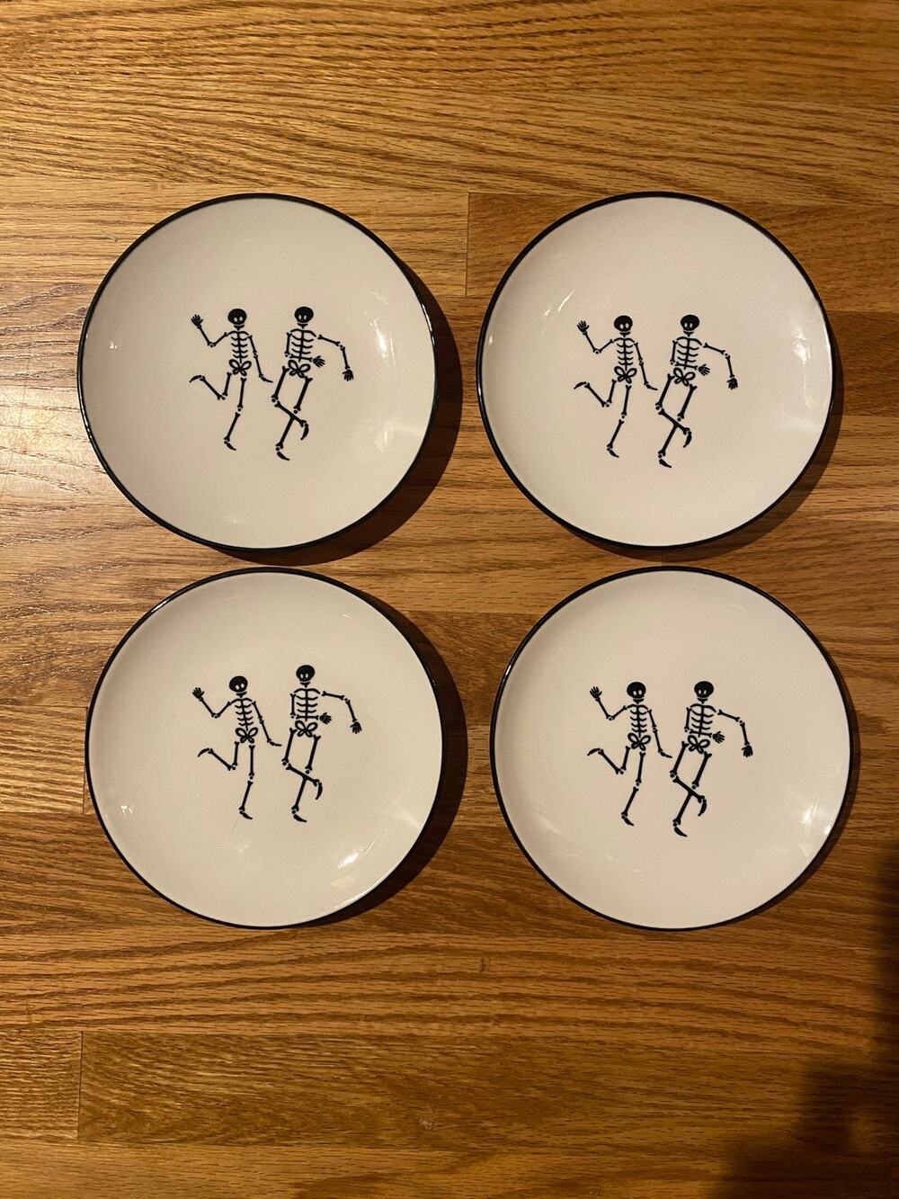 Royal Norfolk Dancing Skeletons Halloween Dessert Plates Set of 4 6.5”